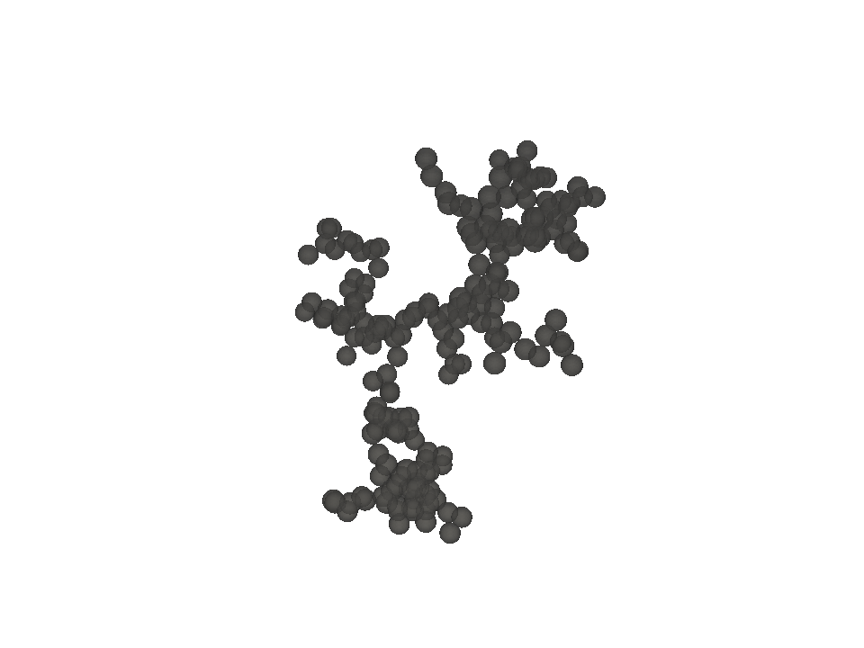 Rendered 3D view of the monodisperse PCA aggregate